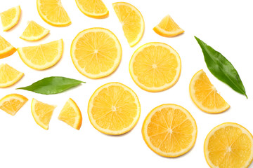 Obraz premium healthy food. sliced lemon isolated on white background top view