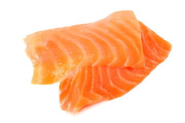 Red fish. Raw salmon fillet isolate on white background