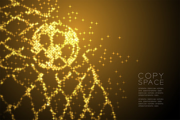 Abstract Shiny Star pattern Football or Soccer ball in goal moment shape, Sport concept design Gold color illustration isolated on brown gradient background with copy space, vector eps 10