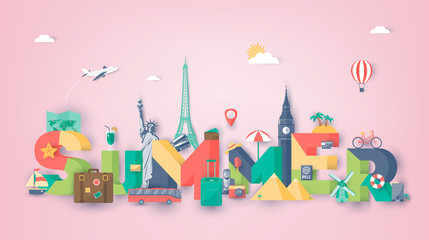 Naklejka premium Summer holidays. Travel and Tourism concept. Summer vacation. Vector
