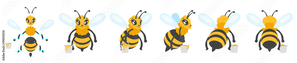 Wall mural bee cute character for animation