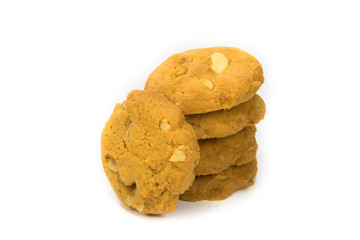 Cookies made from alginate Tierra placed large stacked pieces. Put on white background