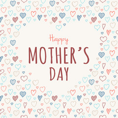 Fototapeta na wymiar Mother's Day - concept of a card with cute hand drawn hearts. Vector.
