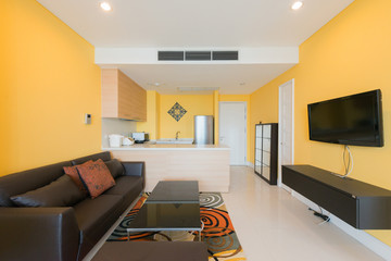 Modern spacious lounge or living room interior