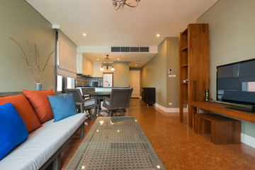 Modern spacious lounge or living room interior