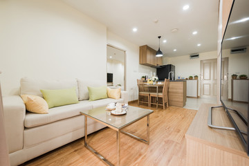 Modern spacious lounge or living room interior