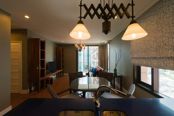 Modern spacious lounge or living room interior