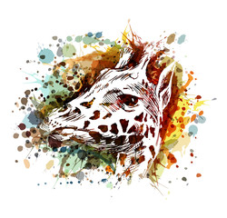 Naklejka premium Vector color illustration of a giraffe head