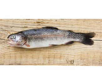 rainbow trout on a wooden board