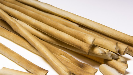 Bread sticks on white background