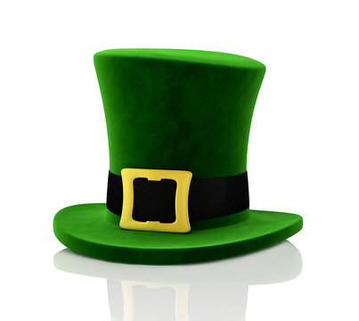 Green Leprechaun Hat St.Patrick's Day 3D Illustration