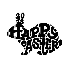 Happy easter 2018 lettering in the form of a rabbit - 196153128