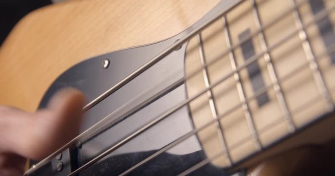 Bass Guitar slow motion, with slap technique, jazz bass fender