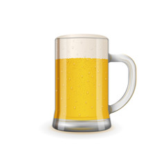 Fresh and tasty glass of beer. Detailed realistic vector illustration