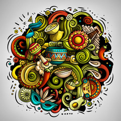 Cartoon vector doodles Latin America illustration