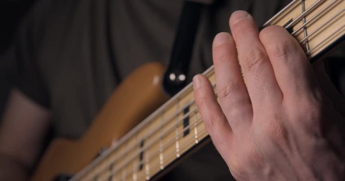Bass Guitar slow motion, with slap technique, jazz bass fender