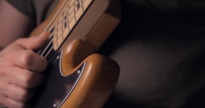 Bass Guitar slow motion, with slap technique, jazz bass fender