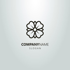 black and white logo of an abstract four-leafed flower