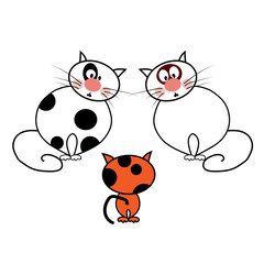 Cartoon cats on white background