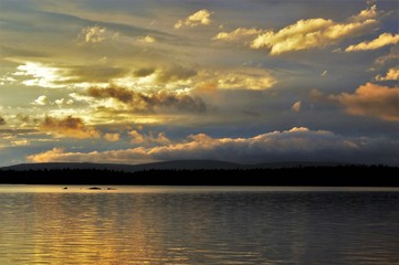 Murmanskaya oblast Russia Iova lake sunset