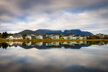 Obraz premium Town of Leknes in the Lofoten archipelago, Norway