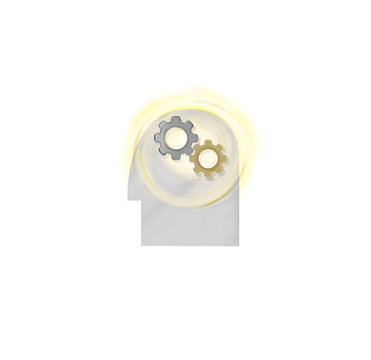 Icon human head in creation mode. Head with gear element.