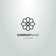 black and white linear camomile flower logo
