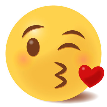 Kussmund mit Herz Emoticon - 3D