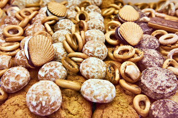 Cakes, bagels and cookies at store