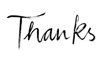 Fototapeta premium Thanks handwritten black ink on white paper