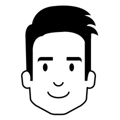 young man head avatar character vector illustration design