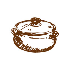 Hand drawn saucepan. Sketch, vector illustration.
