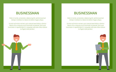 Business Posters with Businessman in Green Sweater