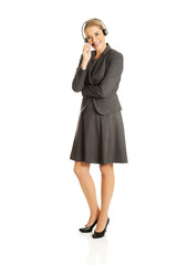 Fototapeta premium Call center woman talking to customer