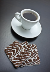 cup of coffee and chocolate chip cookies