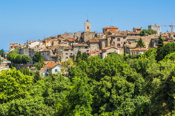 Fototapeta na wymiar Beautiful landscape of the Provence-Alpes-Cote d'Azur region in southeastern France. View from legendary ancient Provencal village of Saint Paul de Vence.