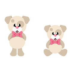 cartoon cute dog with tie set