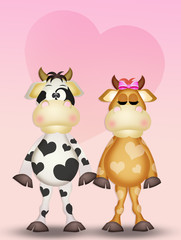Fototapeta premium cow with spots in the shape of a heart