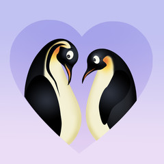illustration of penguins in love
