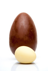 Easter chocolate eggs on a light background