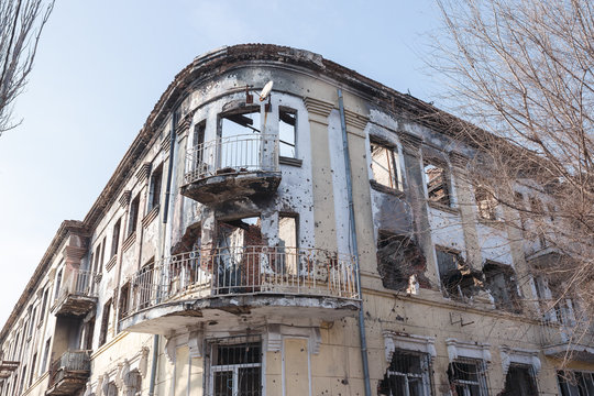 Ruins of buildings after war in Ukrain