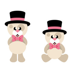 cartoon dog with cap and tie set