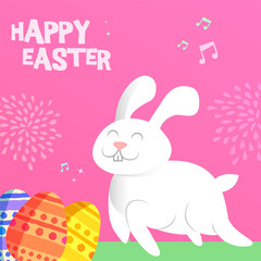 Happy spring bunny greeting card for easter