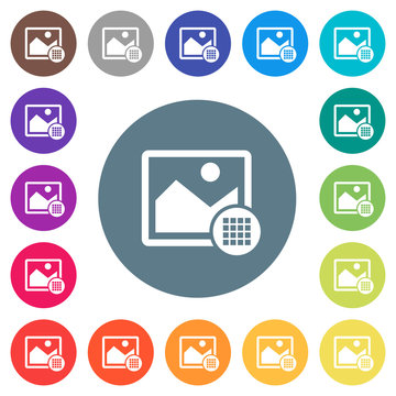 Image color palette flat white icons on round color backgrounds