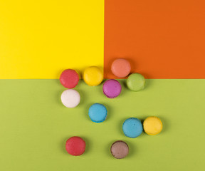 Obraz premium colorful french macarons,color background