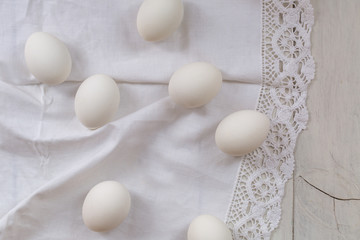 eggs on a towel, top view