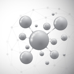 Molecule on grey background, illustration