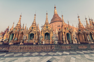 Shwedagon pagoda main stupa in Yangon, Myanmar