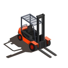 isometric warehouse forklift truck, icon for website, industrial machinery