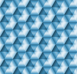 Stock Illustration - Seamless Geometric Blue 3D Pattern, 3D Illustration, Bright Background.